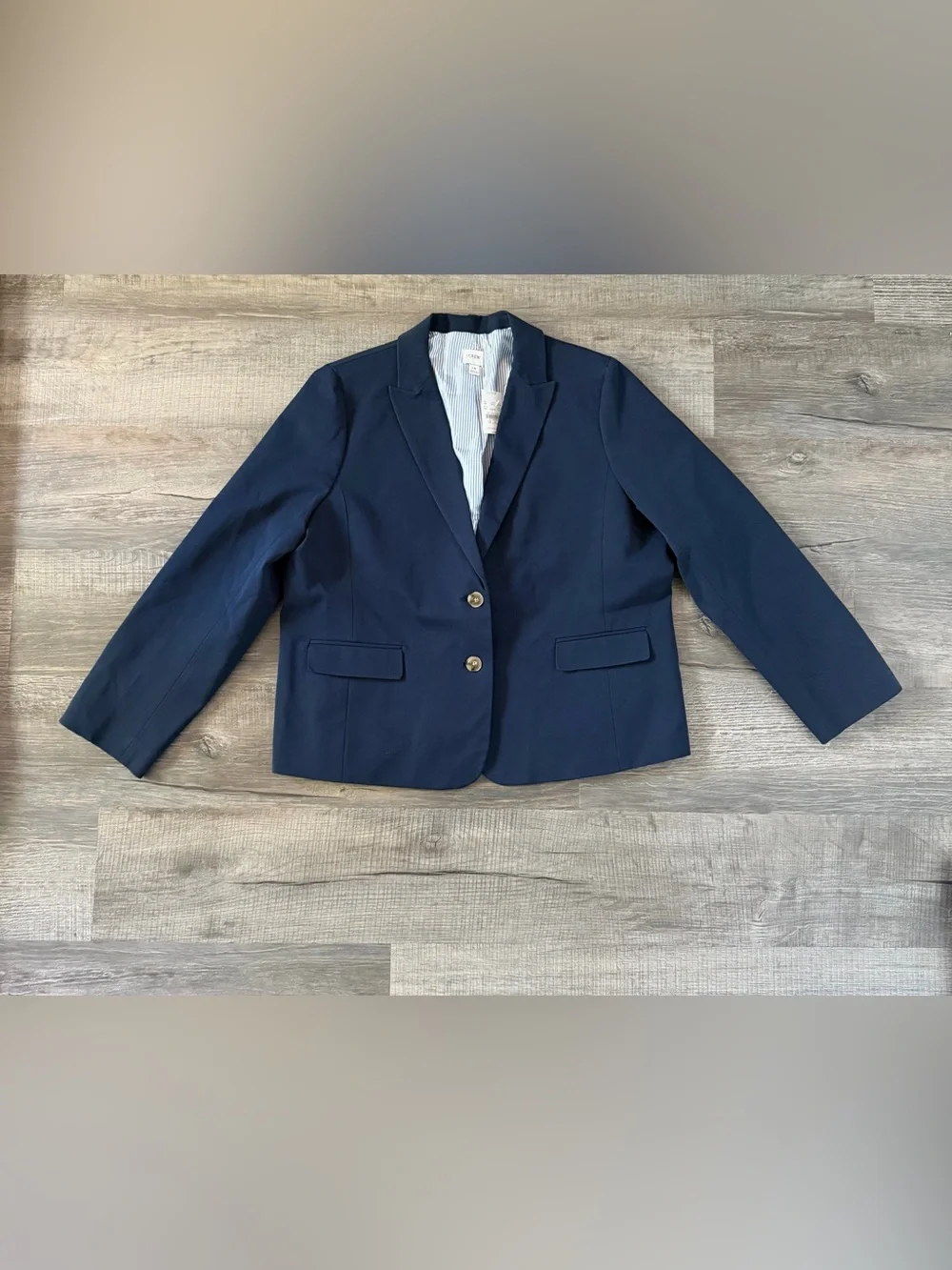 NWT! J. Crew Cotton Blend Two Button Blazer Navy Blue 18 Office Career Modest